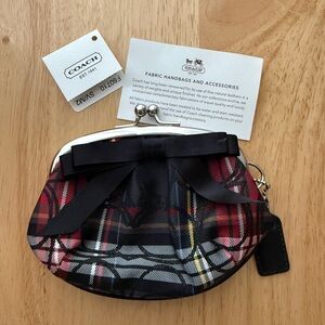 NWT Coach Poppy Tartan Kisslock Coin Purse